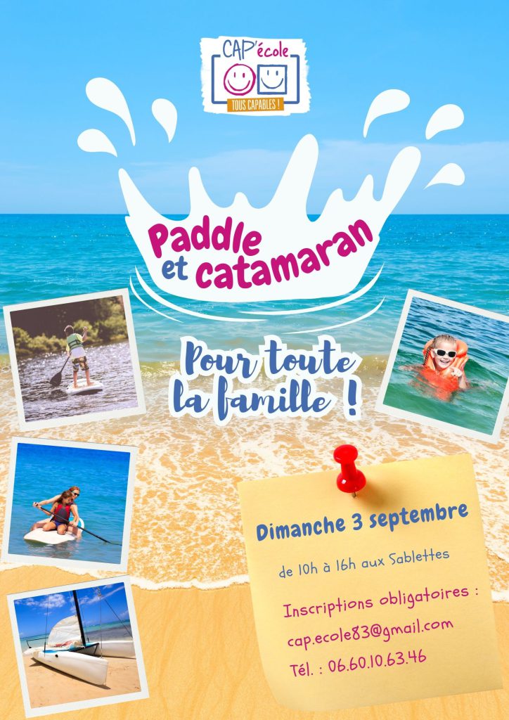 Affiche paddle et catamaran pour toute la famille, le 3 septembre 2023