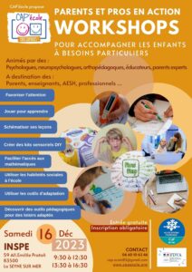 Affiche de la journée Worshops du samedi 16 décembre.